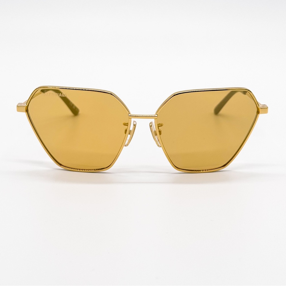 NEW BALENCIAGA BB0194S 002 GOLD GEOMETRIC WOMEN SUNGLASSES BALENCIAGA - Picture 4 of 10